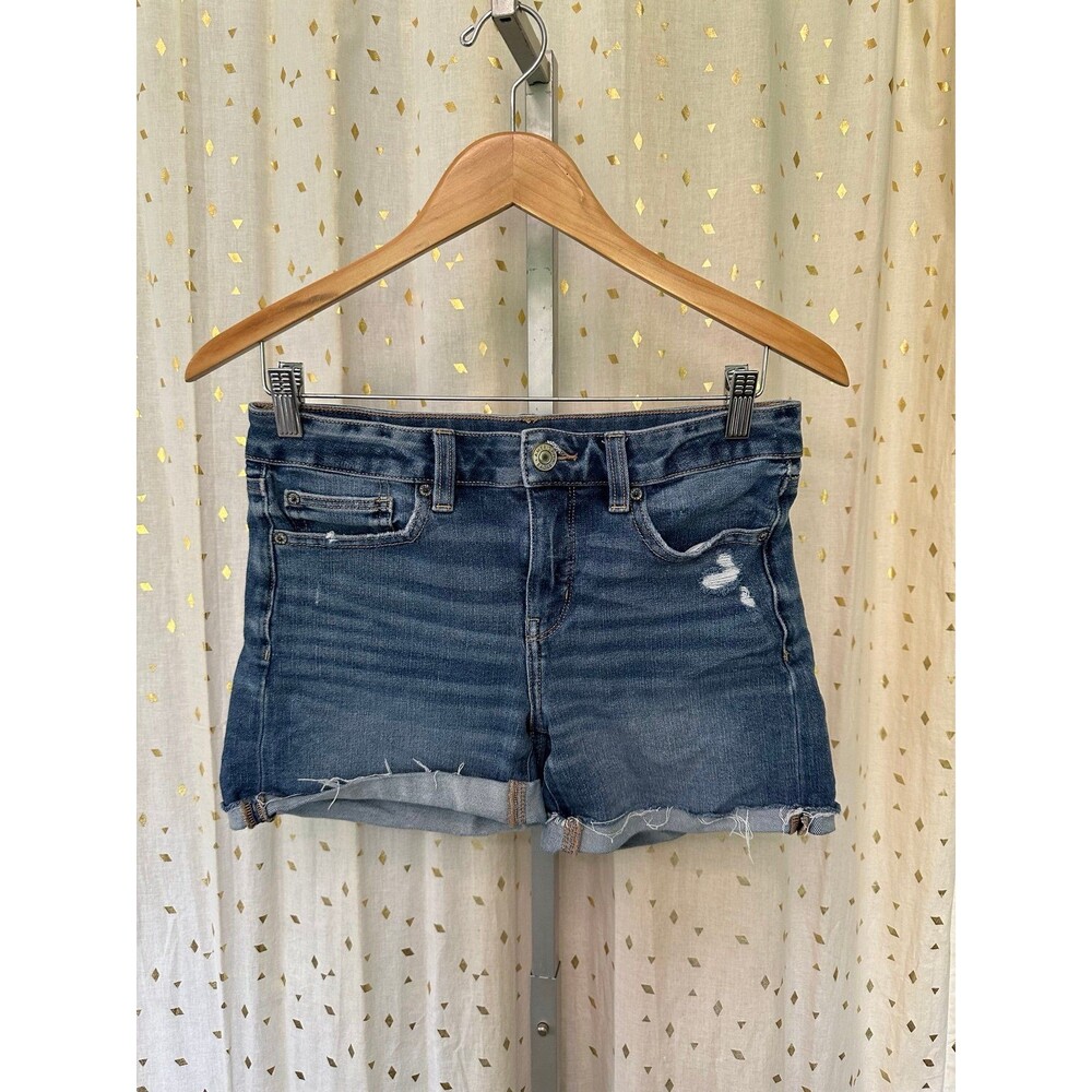 American Eagle AE Women's The Dream Jean Medium Wash Midi Demin Shorts 8